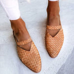 Modinzi flat shoes Cream / 4 Women’s Handwoven Slingback Flats – Casual Leather-Look Comfort Shoes