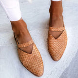 Modinzi flat shoes Cream / 4 Women’s Handwoven Slingback Flats – Casual Leather-Look Comfort Shoes