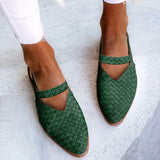 Modinzi flat shoes Green / 4 Women’s Handwoven Slingback Flats – Casual Leather-Look Comfort Shoes