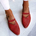 Modinzi flat shoes Red / 4 Women’s Handwoven Slingback Flats – Casual Leather-Look Comfort Shoes