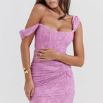 Modinzi Maxi dress Women’s Lace Corset Maxi Dress – Sleeveless Ruched Hem Evening Gown