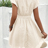 Modinzi Mini Dress Women’s Lace-Trim Mini Dress – V-Neck Short Sleeve A-Line Summer Dress