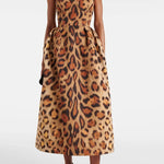 Modinzi Midi dress Animal / 8 (S) Women’s Leopard Print Corset Midi Dress – Spaghetti Strap Fit & Flare