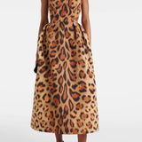 Modinzi Midi dress Animal / 8 (S) Women’s Leopard Print Corset Midi Dress – Spaghetti Strap Fit & Flare