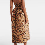 Modinzi Midi dress Women’s Leopard Print Corset Midi Dress – Spaghetti Strap Fit & Flare