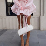 Modinzi Mini Dress Women’s Long Sleeve Mini Dress – Belted Waist with Floral Detail