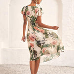 Modinzi Midi dress Women’s Midi Dress – Flutter Sleeve V-Neck with Floral Print