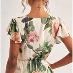 Modinzi Midi dress Women’s Midi Dress – Flutter Sleeve V-Neck with Floral Print