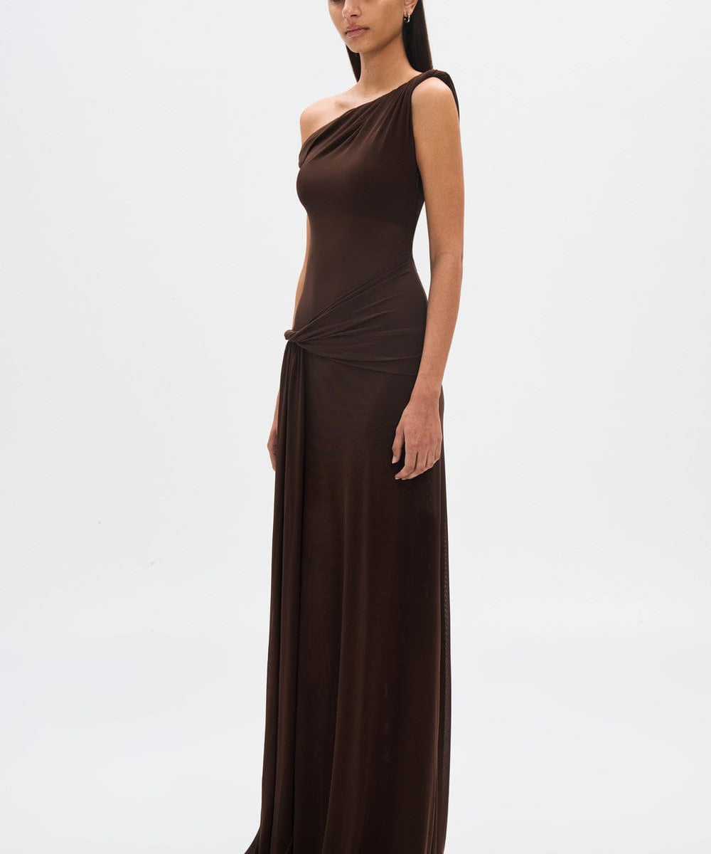 Modinzi Maxi dress Women’s One-Shoulder Draped Maxi Dress – Elegant Asymmetrical Evening Gown