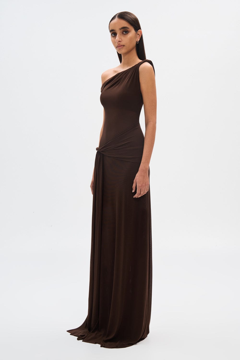 Modinzi Maxi dress Women’s One-Shoulder Draped Maxi Dress – Elegant Asymmetrical Evening Gown