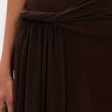 Modinzi Maxi dress Women’s One-Shoulder Draped Maxi Dress – Elegant Asymmetrical Evening Gown