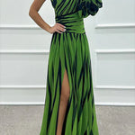 Modinzi Maxi dress Women’s One-Shoulder Pleated Maxi Dress – Elegant Flowing Evening Gown