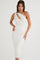 Modinzi Midi dress White / 6 (XS) Women’s One-Shoulder Ruched Midi Dress – Bodycon Evening Party Dress