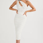 Modinzi Midi dress Women’s One-Shoulder Ruched Midi Dress – Bodycon Evening Party Dress