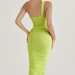 Modinzi Midi dress Women’s One-Shoulder Ruched Midi Dress – Bodycon Evening Party Dress