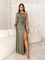 Modinzi Maxi dress Green / 8 (S) Women’s One-Shoulder Satin Evening Dress – Elegant Split Maxi Gown