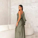 Modinzi Maxi dress Women’s One-Shoulder Satin Evening Dress – Elegant Split Maxi Gown