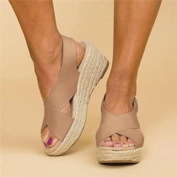 Modinzi Wedge Sandals Women’s Orthopedic Wedge Espadrille Sandals – Cross Strap Platform Shoes