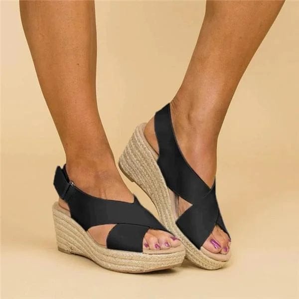 Modinzi Wedge Sandals Women’s Orthopedic Wedge Espadrille Sandals – Cross Strap Platform Shoes