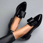 Modinzi loafers black / 4 Women’s Patent Leather Loafers – Slip-On Bow Detail Dress Shoes