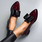 Modinzi loafers Burgundy / 4 Women’s Patent Leather Loafers – Slip-On Bow Detail Dress Shoes