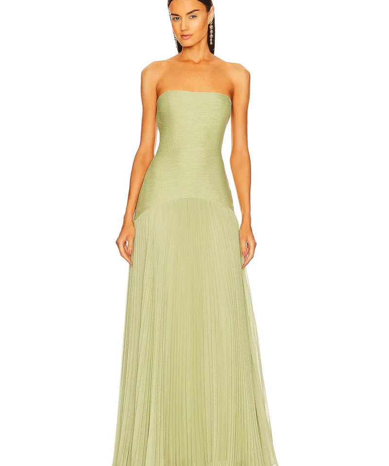 Modinzi Maxi dress Green / 8 (S) Women’s Pleated Strapless Dress – Flowing Maxi Formal Wear
