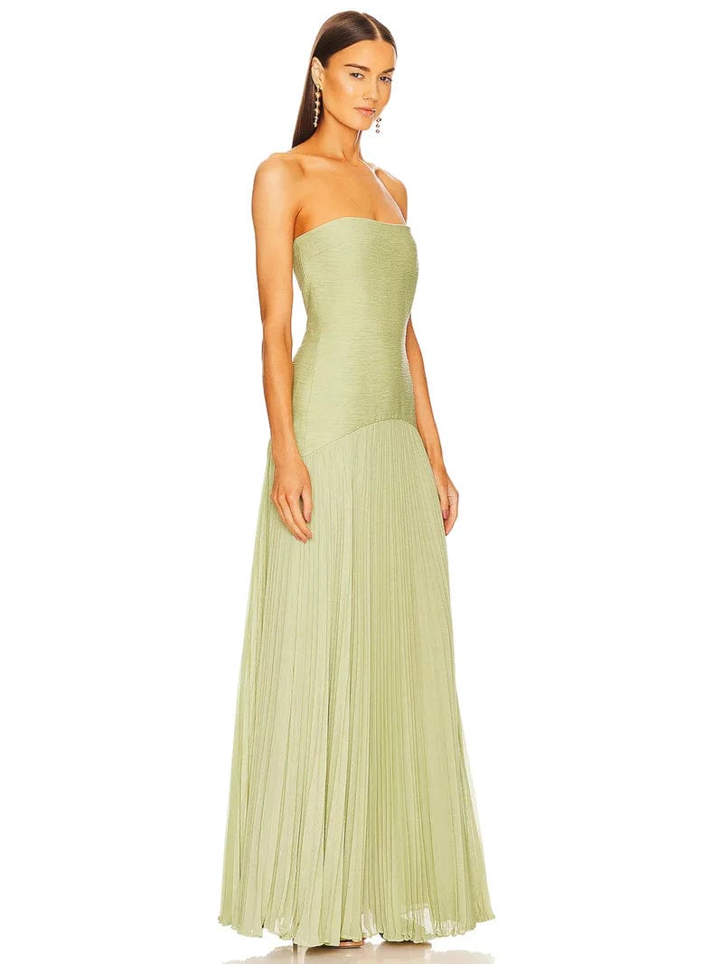 Modinzi Maxi dress Women’s Pleated Strapless Dress – Flowing Maxi Formal Wear