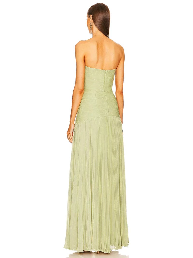 Modinzi Maxi dress Women’s Pleated Strapless Dress – Flowing Maxi Formal Wear