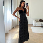 Modinzi Midi dress Women’s Polka Dot Slip Midi Dress – Velvet Corset Bust Detail