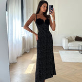 Modinzi Midi dress Women’s Polka Dot Slip Midi Dress – Velvet Corset Bust Detail