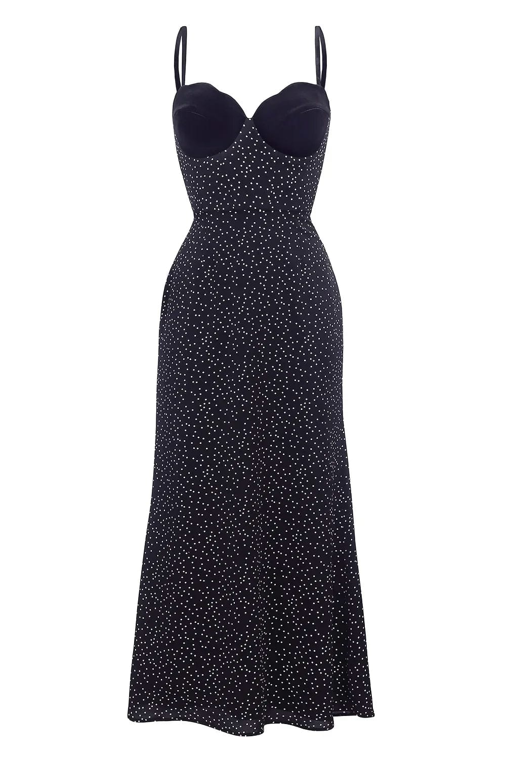 Modinzi Midi dress Women’s Polka Dot Slip Midi Dress – Velvet Corset Bust Detail
