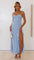 Modinzi Maxi dress Blue / 8 (S) Women’s Ruffle Hem Maxi Dress – Spaghetti Strap High Slit Evening Dress