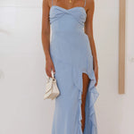 Modinzi Maxi dress Women’s Ruffle Hem Maxi Dress – Spaghetti Strap High Slit Evening Dress