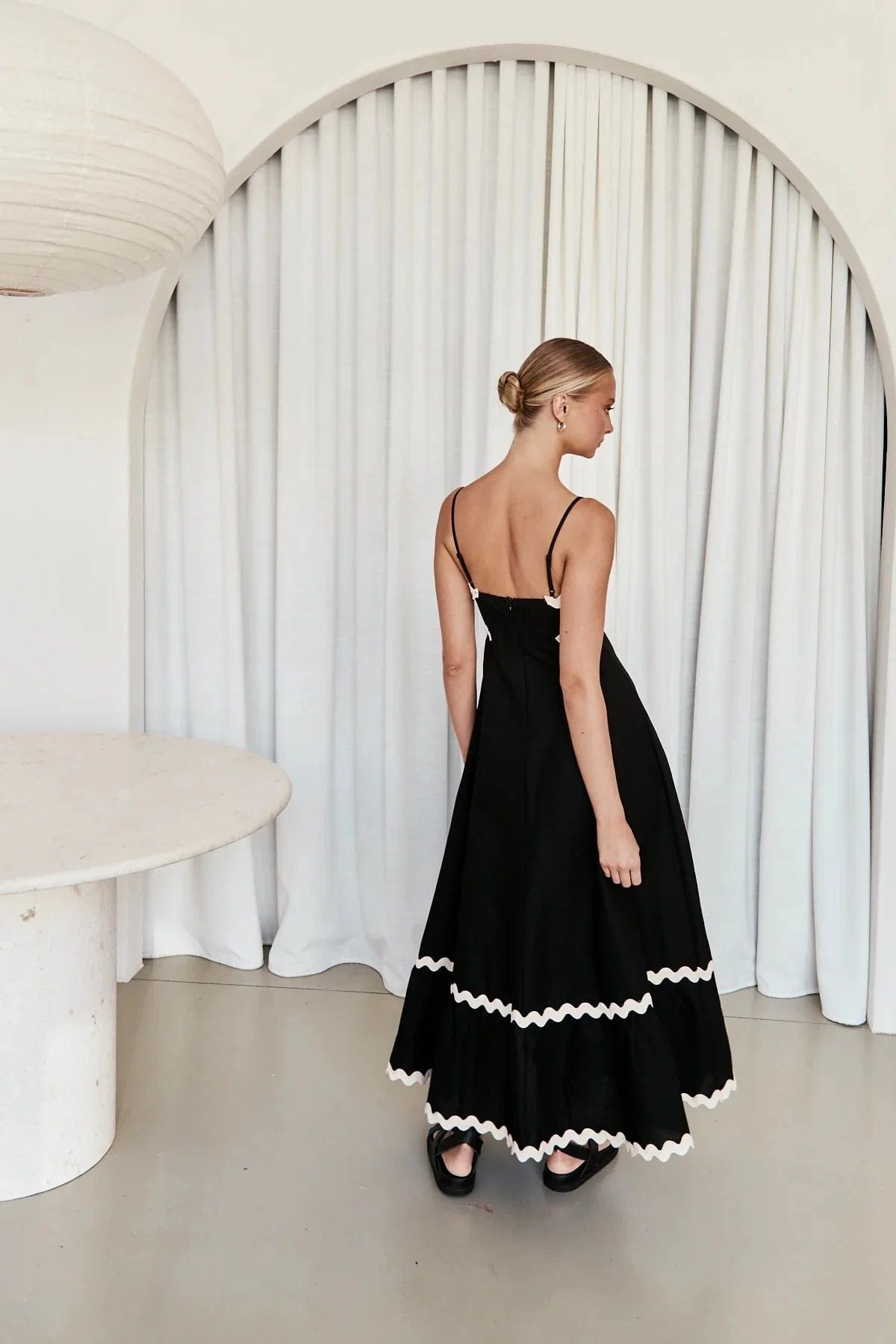 Modinzi Maxi dress Women's Ruffle Trim Maxi Dress – Tiered Spaghetti Strap Sundress