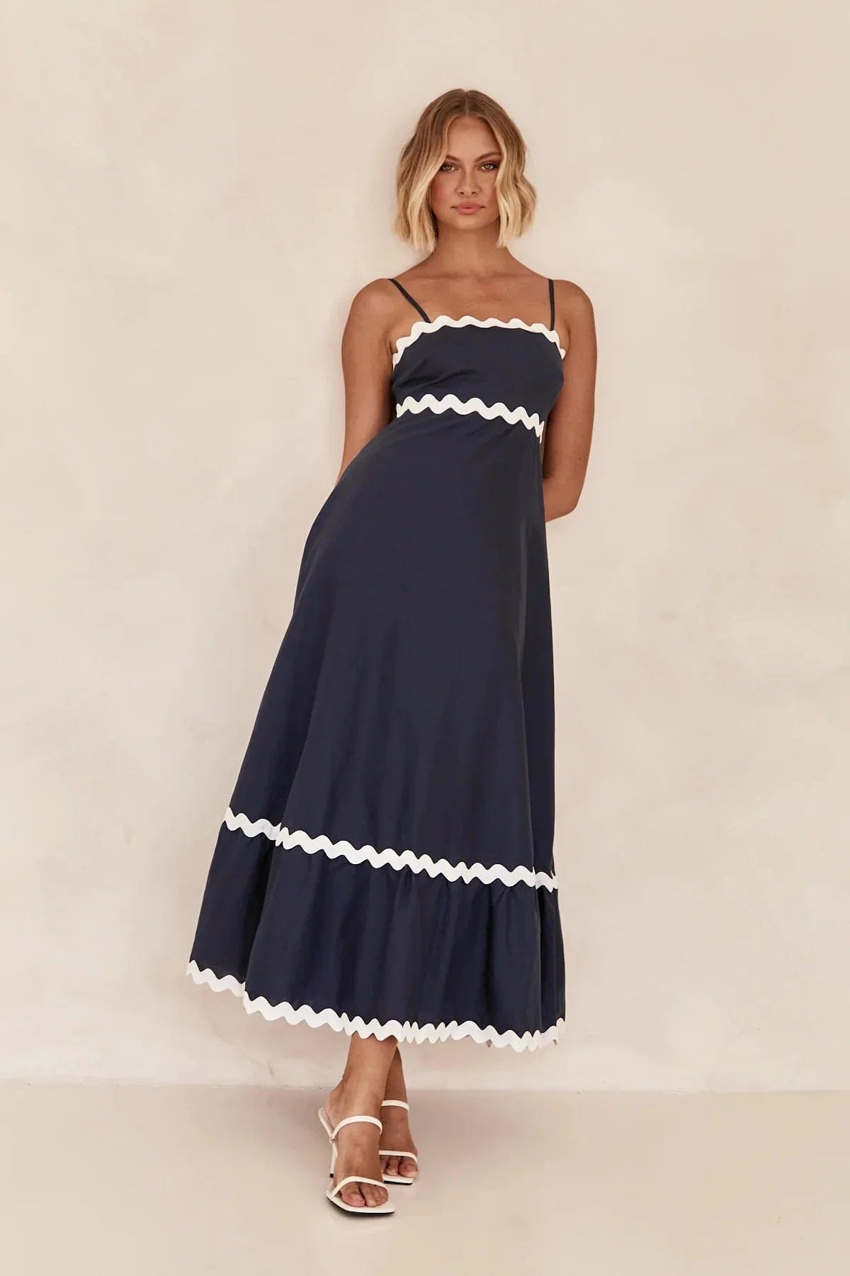 Modinzi Maxi dress Women's Ruffle Trim Maxi Dress – Tiered Spaghetti Strap Sundress