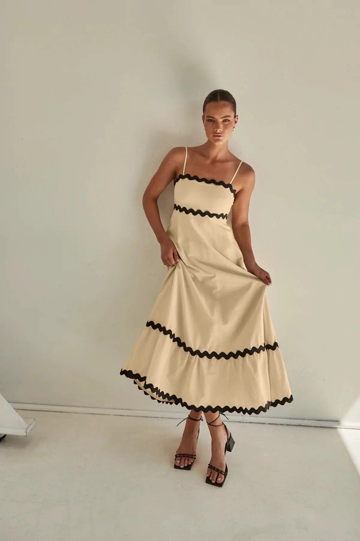 Modinzi Maxi dress Women's Ruffle Trim Maxi Dress – Tiered Spaghetti Strap Sundress