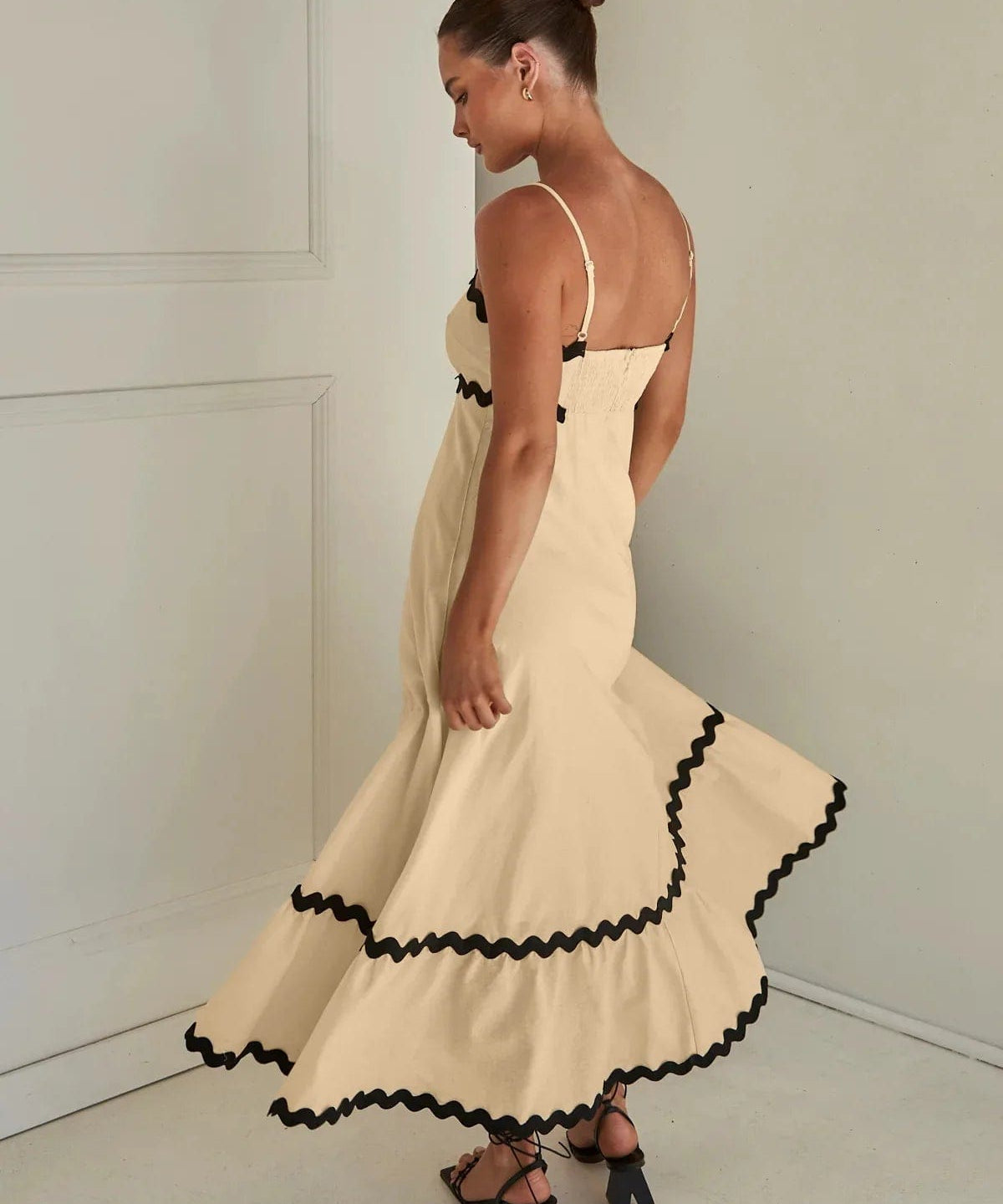 Modinzi Maxi dress Women's Ruffle Trim Maxi Dress – Tiered Spaghetti Strap Sundress