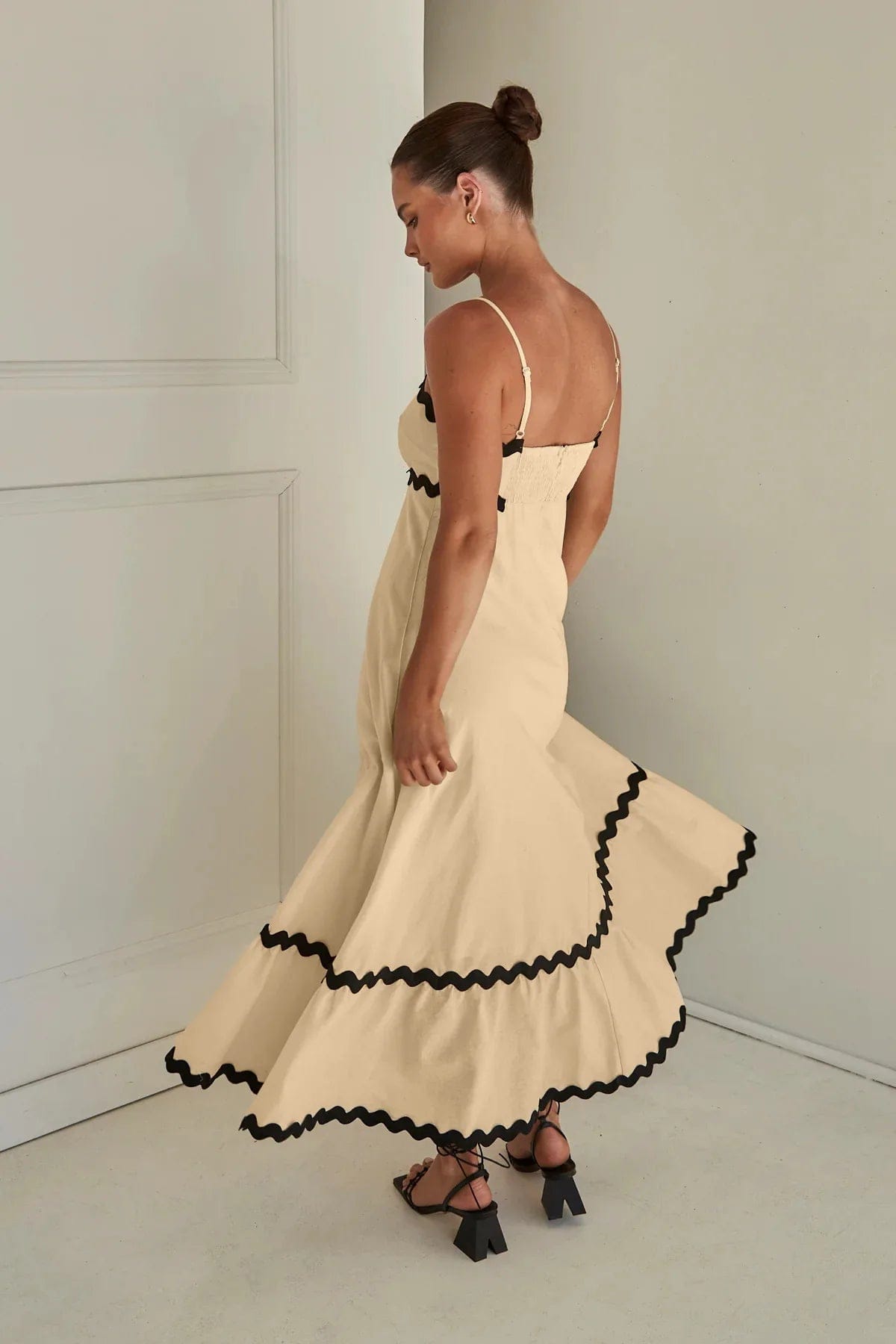 Modinzi Maxi dress Women's Ruffle Trim Maxi Dress – Tiered Spaghetti Strap Sundress