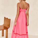 Modinzi Maxi dress Women's Ruffle Trim Maxi Dress – Tiered Spaghetti Strap Sundress