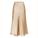 Modinzi skirt Women’s Satin A-Line Midi Skirt – High Waist Slip Skirt
