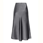 Modinzi skirt Women’s Satin A-Line Midi Skirt – High Waist Slip Skirt