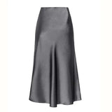 Modinzi skirt Women’s Satin A-Line Midi Skirt – High Waist Slip Skirt
