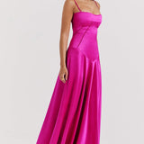 Modinzi Maxi dress Women’s Satin Maxi Dress – Spaghetti Strap Backless Evening Gown