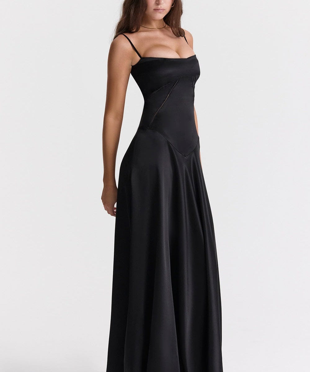 Modinzi Maxi dress Women’s Satin Maxi Dress – Spaghetti Strap Backless Evening Gown