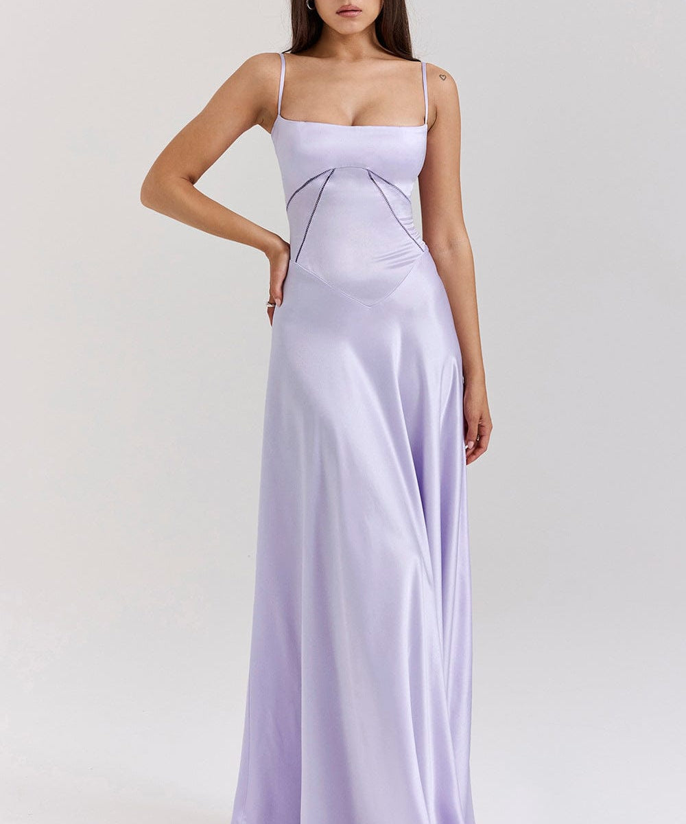 Modinzi Maxi dress Women’s Satin Maxi Dress – Spaghetti Strap Backless Evening Gown
