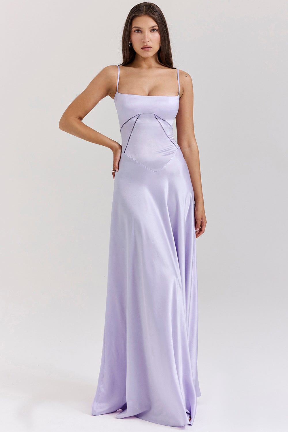 Modinzi Maxi dress Women’s Satin Maxi Dress – Spaghetti Strap Backless Evening Gown