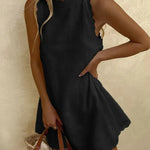 Modinzi Mini Dress black / 8 (S) Women’s Scallop Edge Mini Dress – Sleeveless A-Line Summer Dress