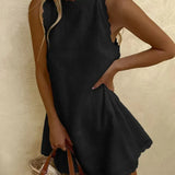 Modinzi Mini Dress black / 8 (S) Women’s Scallop Edge Mini Dress – Sleeveless A-Line Summer Dress