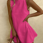 Modinzi Mini Dress Fushia / 8 (S) Women’s Scallop Edge Mini Dress – Sleeveless A-Line Summer Dress