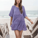 Modinzi Mini Dress Purple / 8 (S) Women’s Sequin Babydoll Mini Dress – Sparkly A-Line Party Dress with Half Sleeves